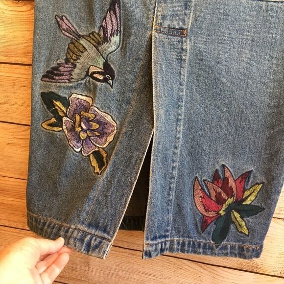 VINTAGE HONEY PUNCH EMBROIDERED JEAN SKIRT‎ - Picture 4 of 9